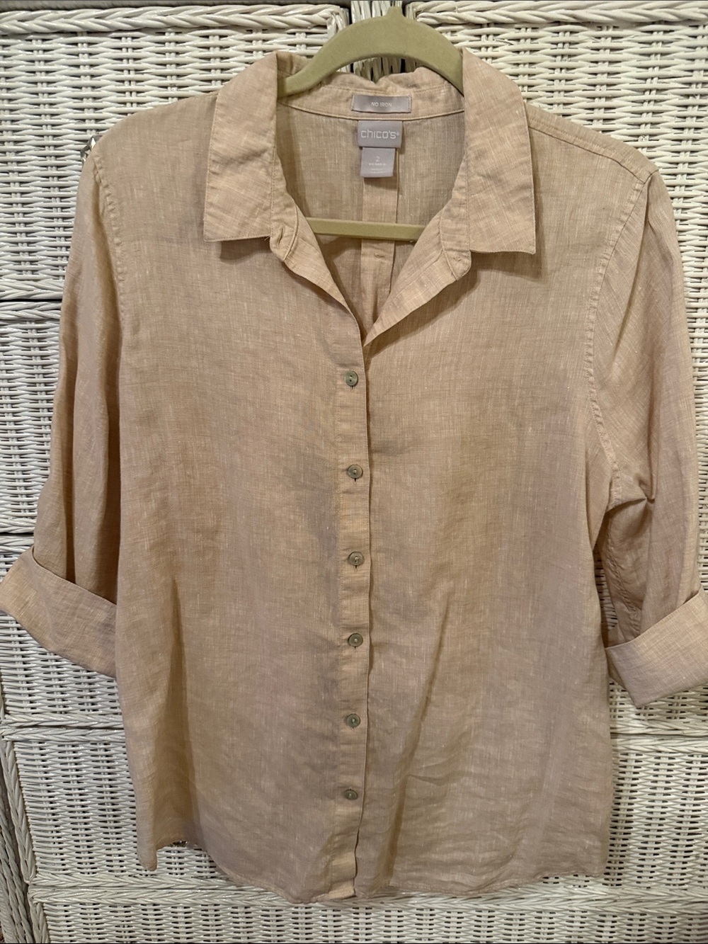 Chico's Linen Button-Down Shirt in Light beige